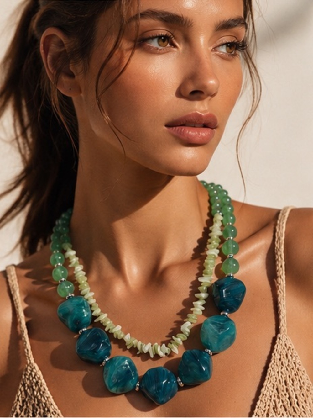 Aegean Tide Artisan Beaded Necklace